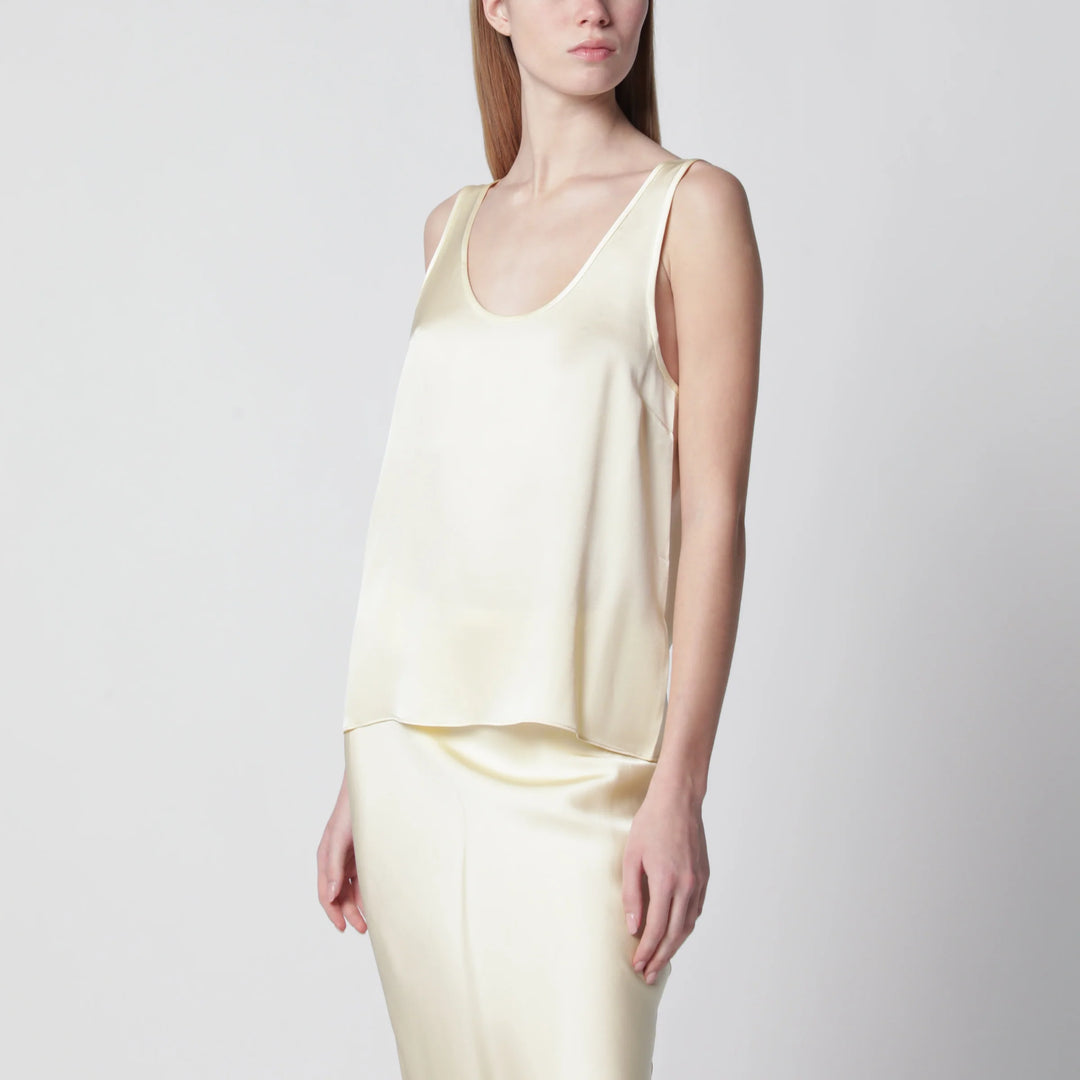 ANINE BING - Lea top in butter-colored silk