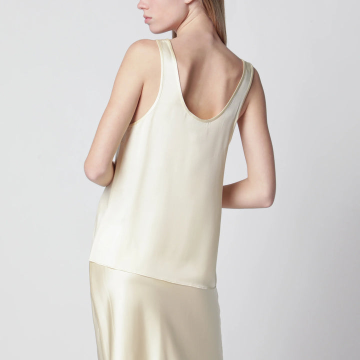 ANINE BING - Lea top in butter-colored silk