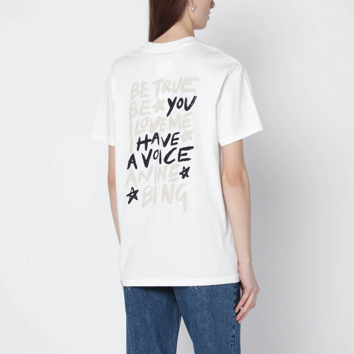 ANINE BING - Ivory T-shirt with logo print