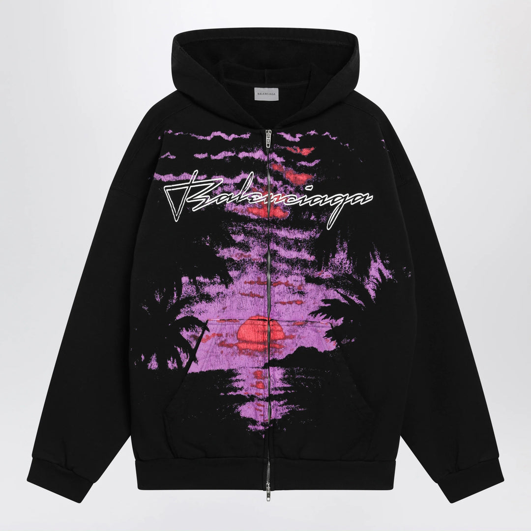 Balenciaga - Zip-up hoodie Dream Surfer in cotton fleece black