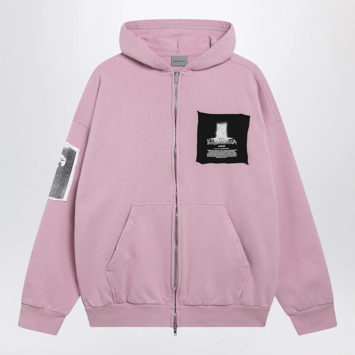 Balenciaga - Antique pink cotton jersey zip-up hoodie