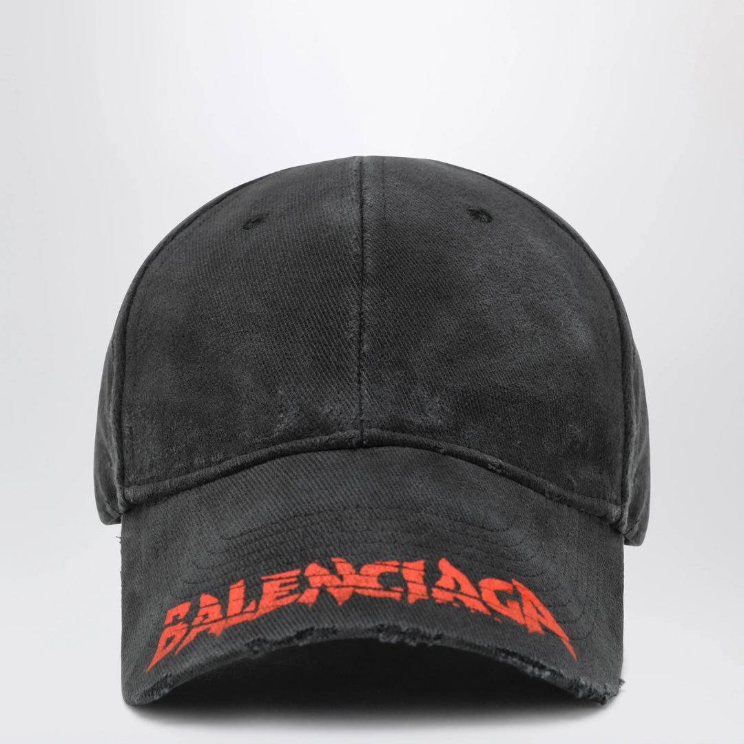 Balenciaga - Black cotton drill baseball cap with logo