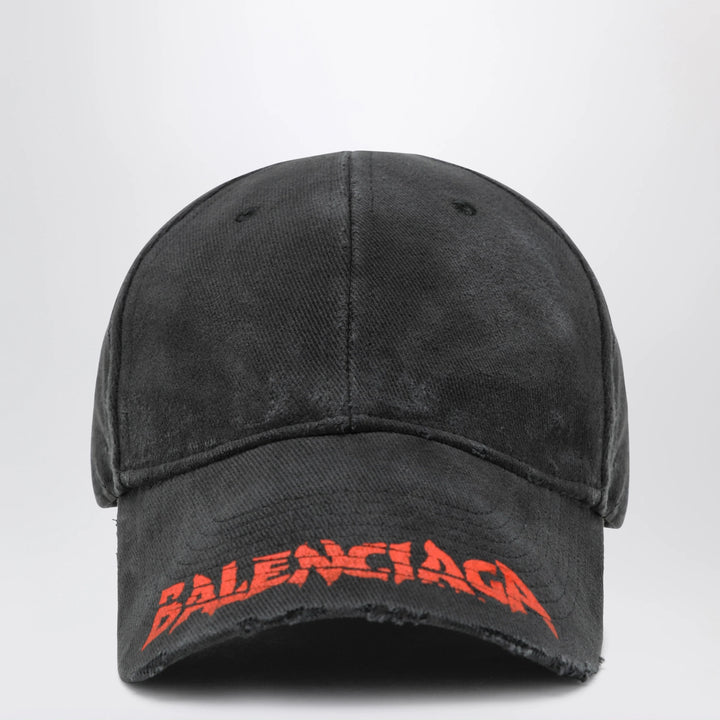 Balenciaga - Black cotton drill baseball cap with logo