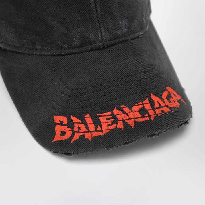 Balenciaga - Black cotton drill baseball cap with logo