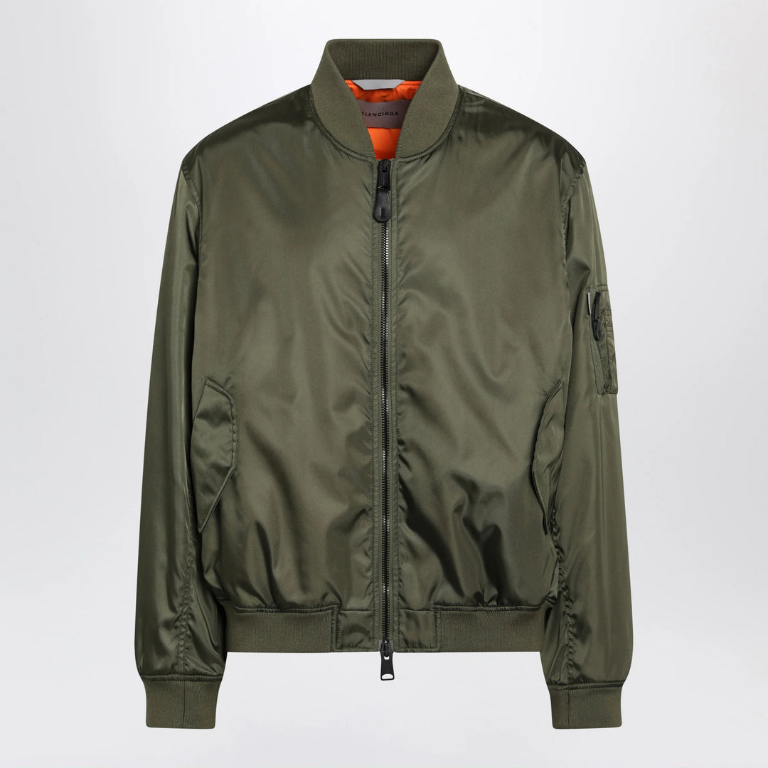 Balenciaga - Khaki green nylon zip-up jacket