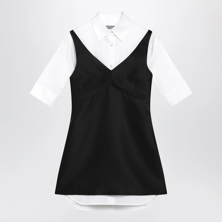 Balenciaga - Hybrid chemisier mini dress in wool and silk black
