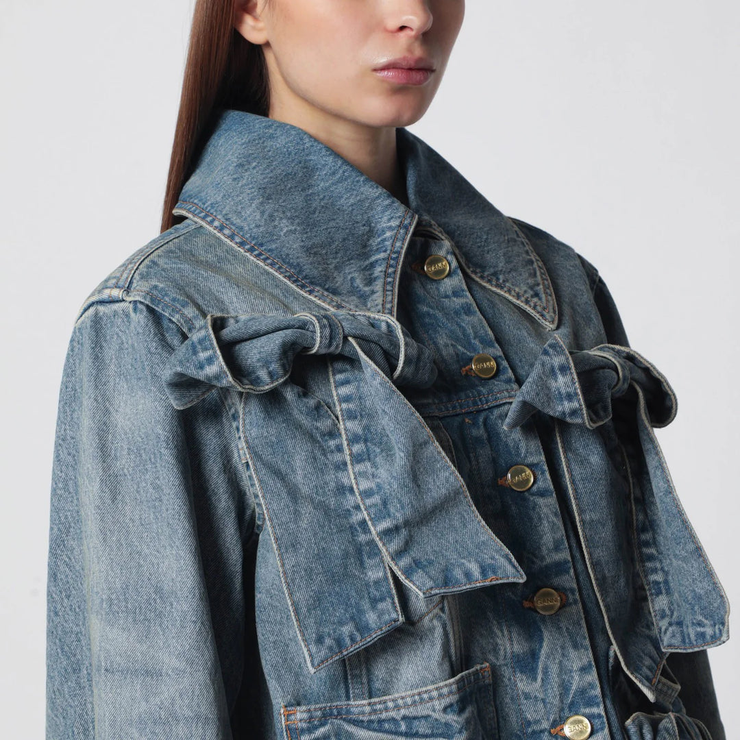 GANNI - Denim jacket with bows