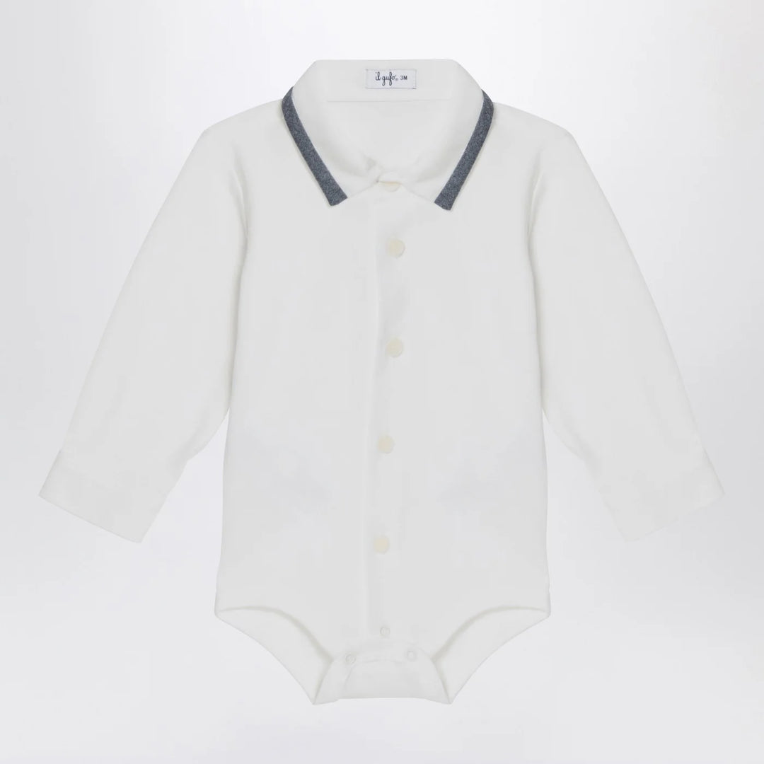 Il Gufo - Milk-white cotton shirt bodysuit