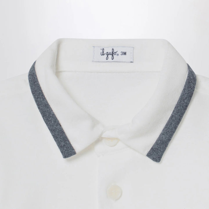Il Gufo - Milk-white cotton shirt bodysuit