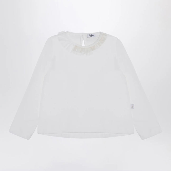 Il Gufo - White jersey with ruffle collar