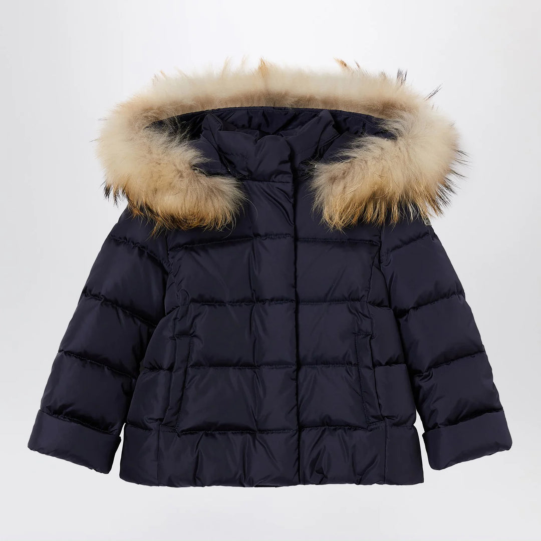 Il Gufo - Blue nylon hooded down jacket