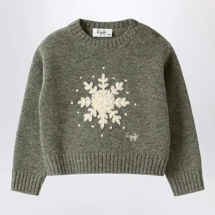 Il Gufo - Grey wool sweater with snowflake motif