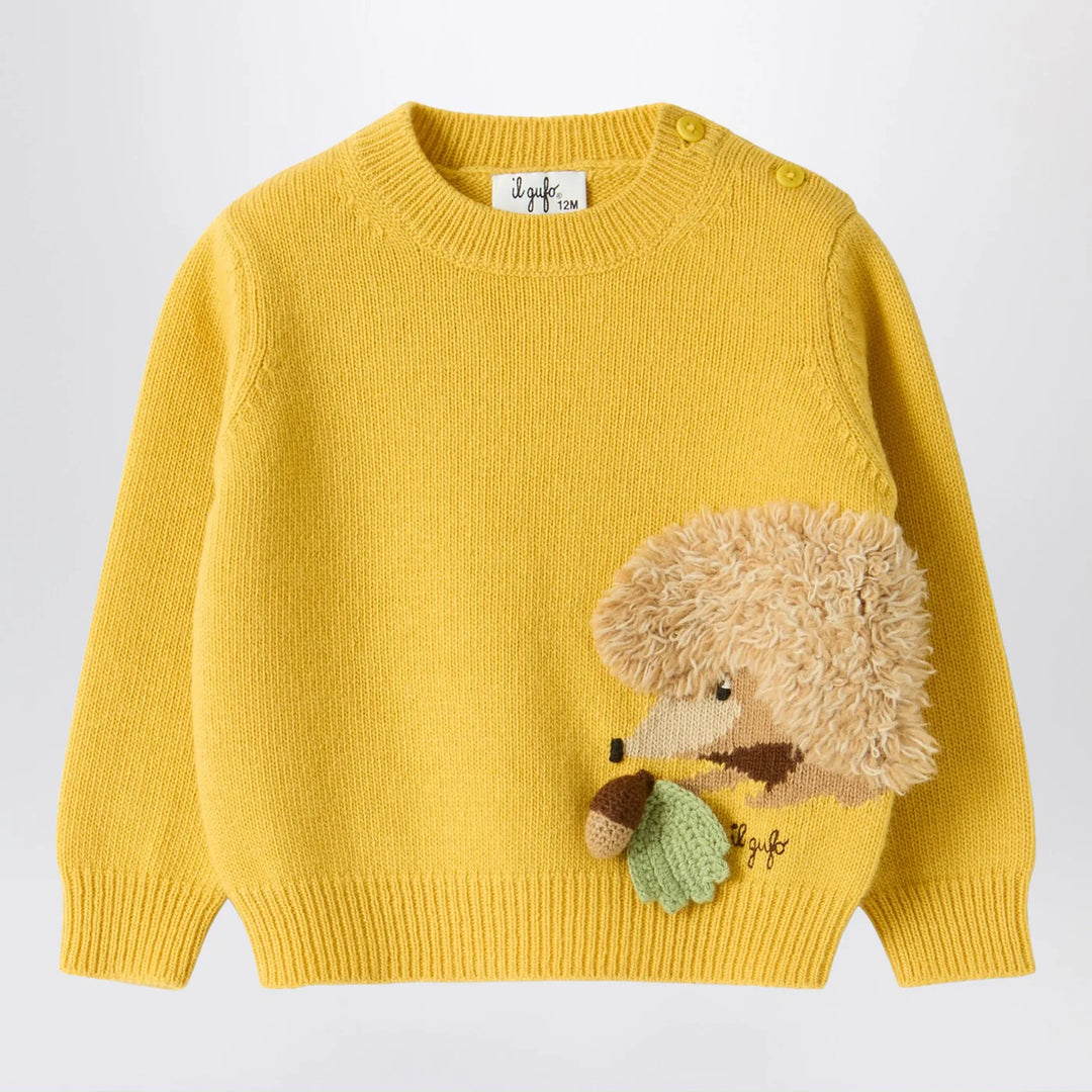 Il Gufo - Yellow wool sweater with curly texture