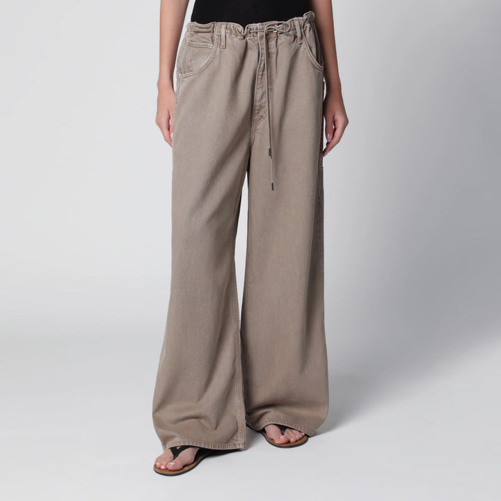 AGOLDE - Shaw Flyweight drawstring wide-leg jeans in brown