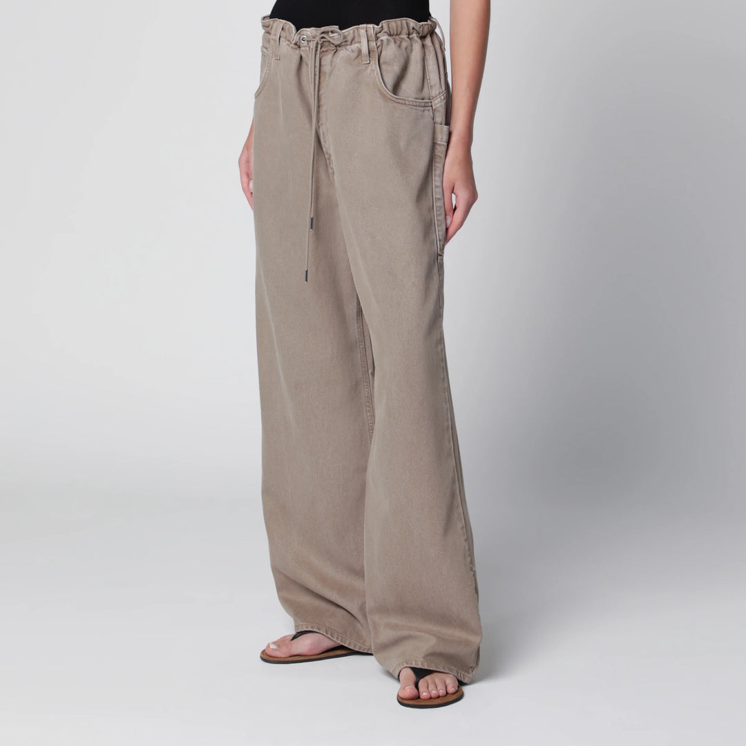 AGOLDE - Shaw Flyweight drawstring wide-leg jeans in brown
