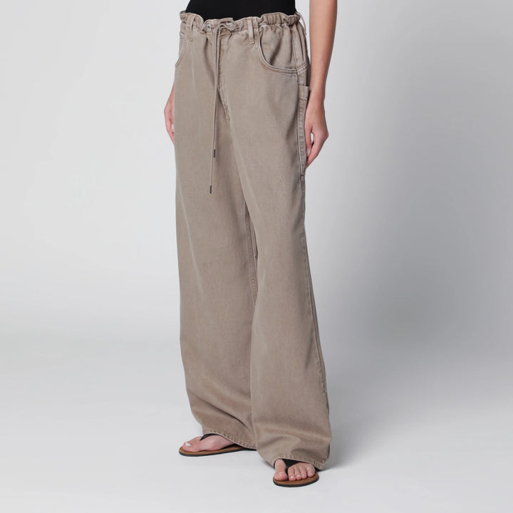 AGOLDE - Shaw Flyweight drawstring wide-leg jeans in brown