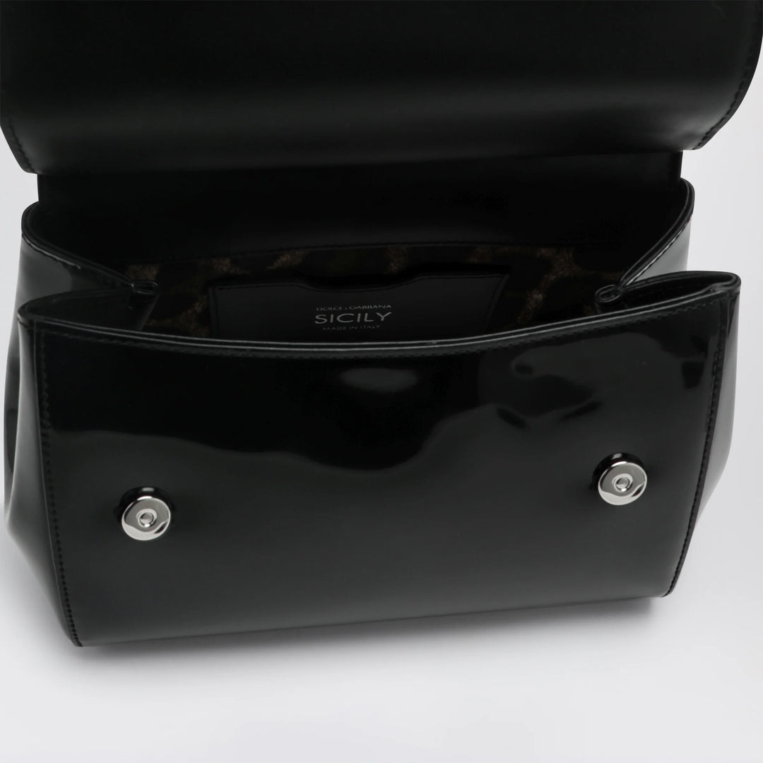 Dolce&amp;Gabbana - Sicily small black patent leather top-handle bag