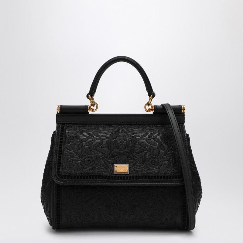Handbag UNI Dolce & Gabbana Dolce&Gabbana Black embroidered handbag Sicily medium Brand