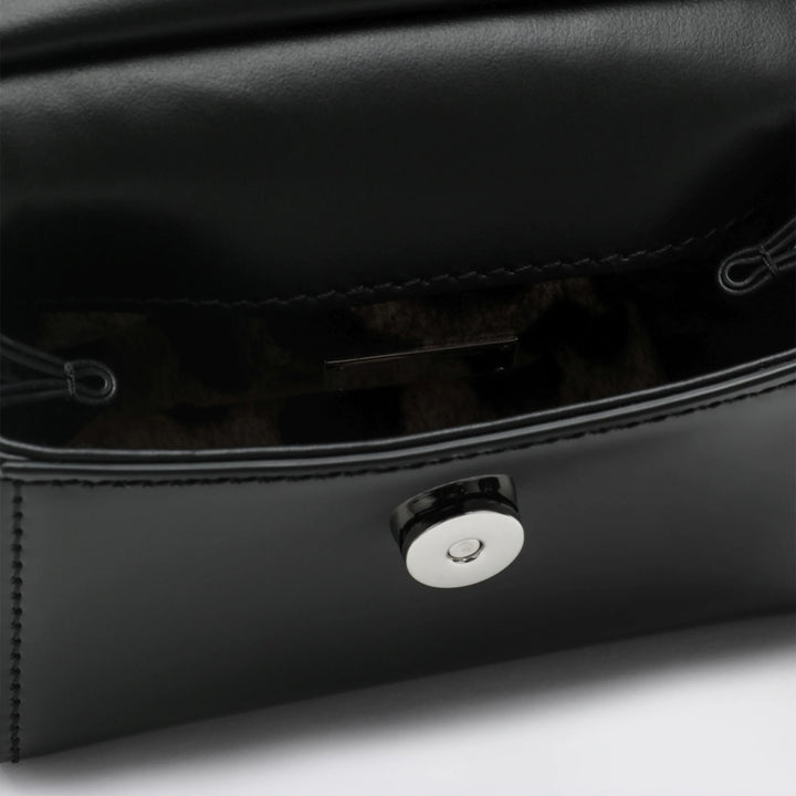Dolce&amp;Gabbana - Mini patent calf leather bag with logo plaque, black