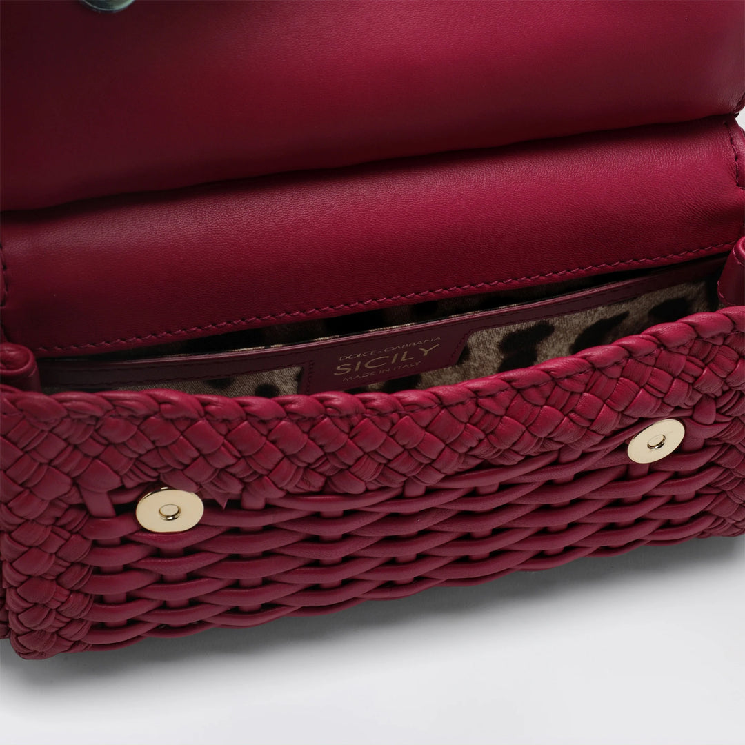 Dolce&amp;Gabbana - Sicily mini woven nappa leather bag in hibiscus