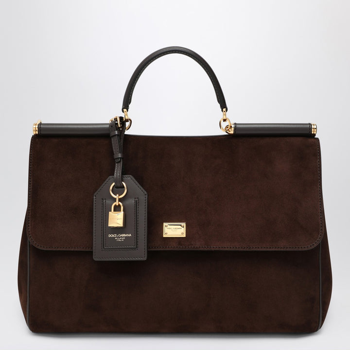 Dolce&Gabbana Ebony brown suede large bag My Sicily