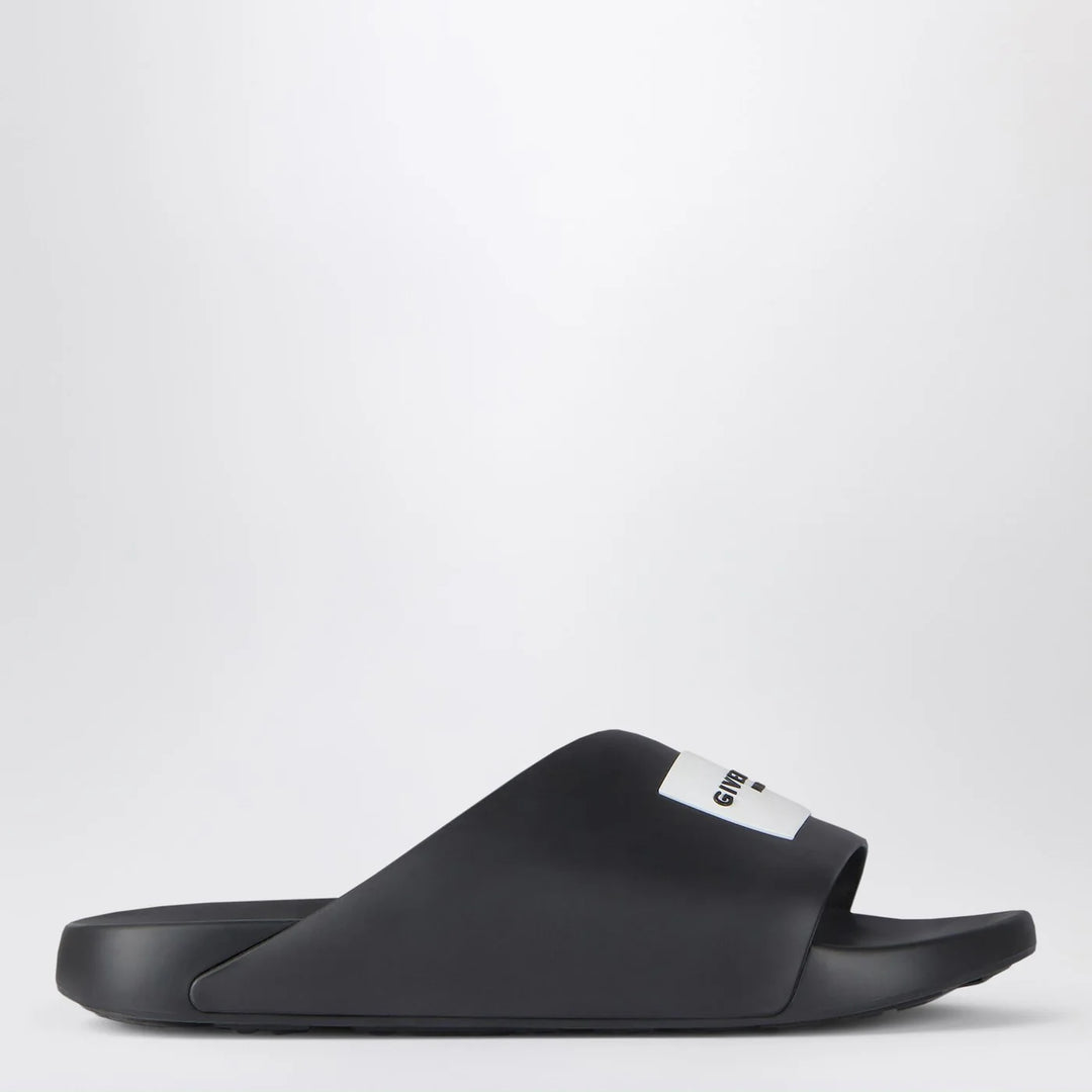 Givenchy - Black rubber Label Slide flat mules