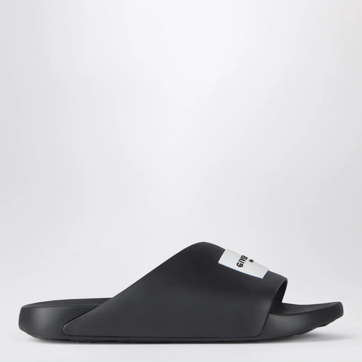 Givenchy - Black rubber Label Slide flat mules