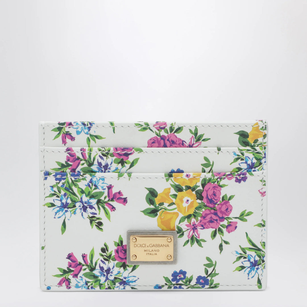 Dolce&amp;Gabbana - Printed calfskin leather card holder in off-white floral