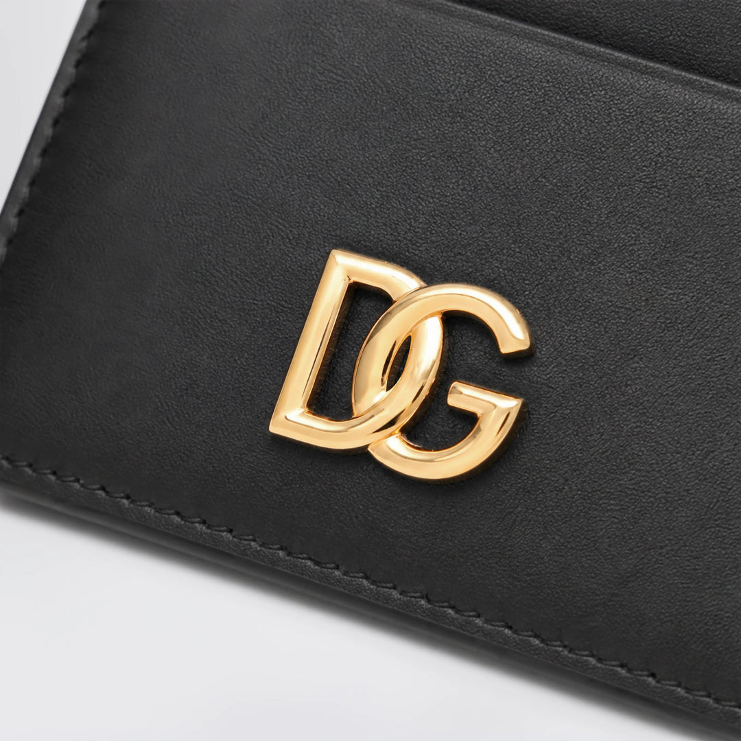 Dolce&amp;Gabbana - Black leather card holder with DG logo