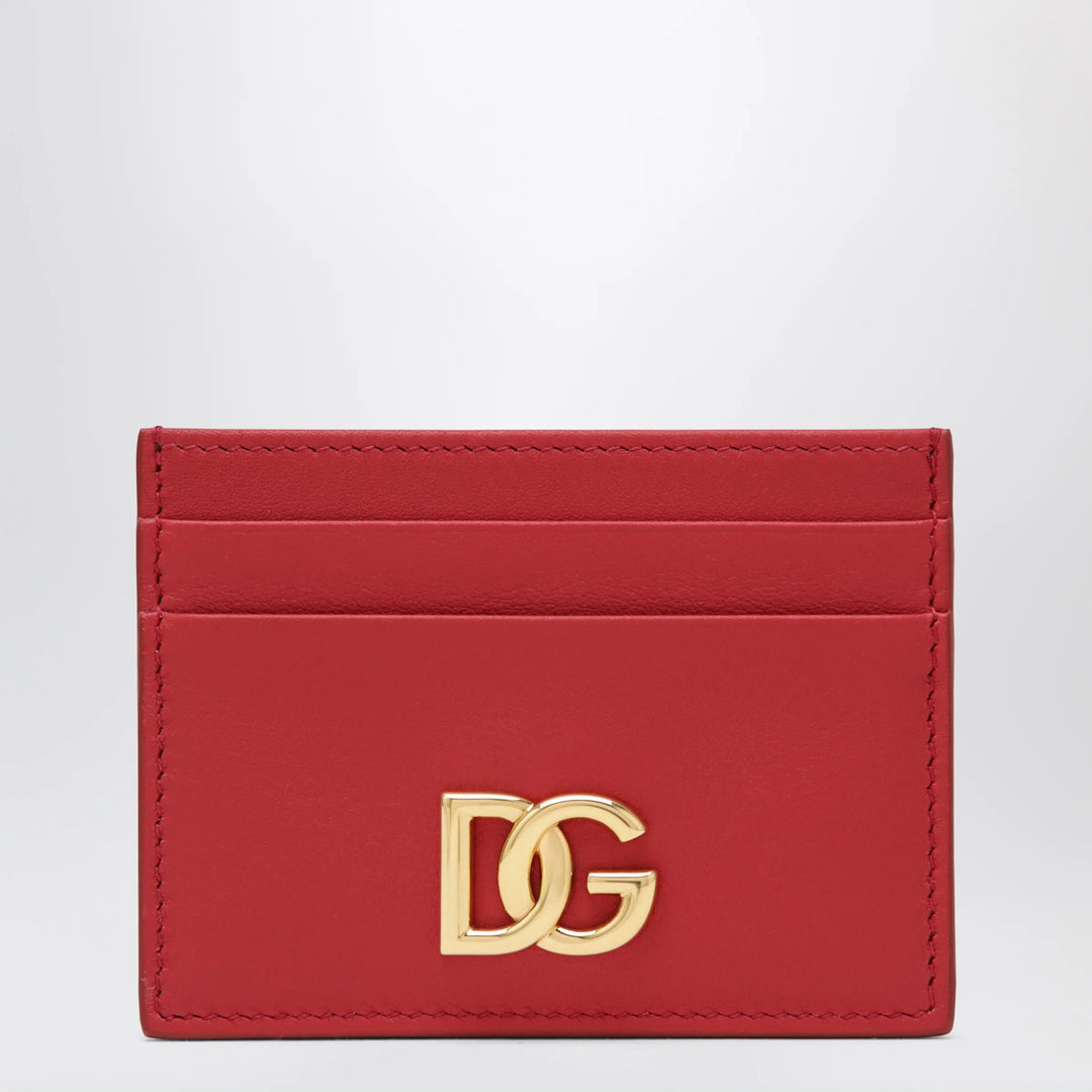 Dolce&amp;Gabbana - Red leather card holder with DG logo