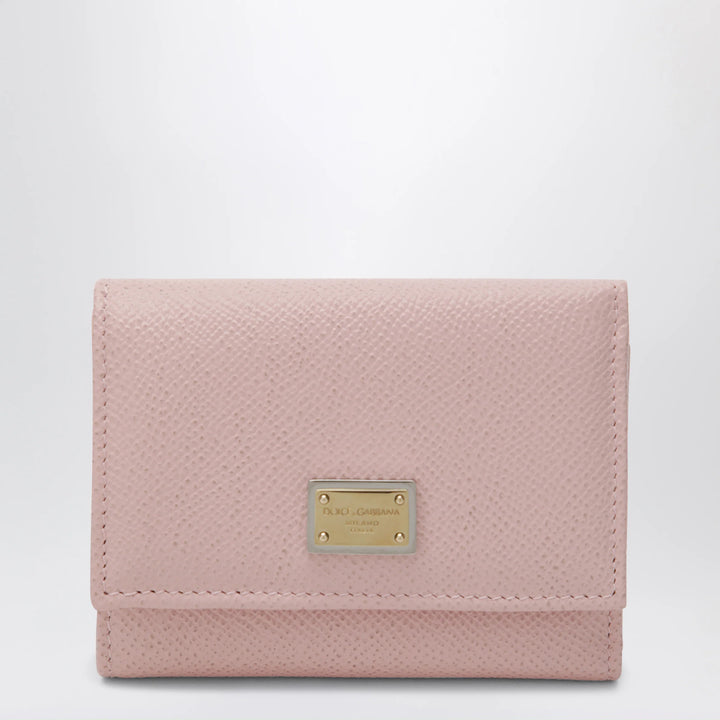 Dolce&amp;Gabbana - Blush pink Dauphine leather French flap wallet