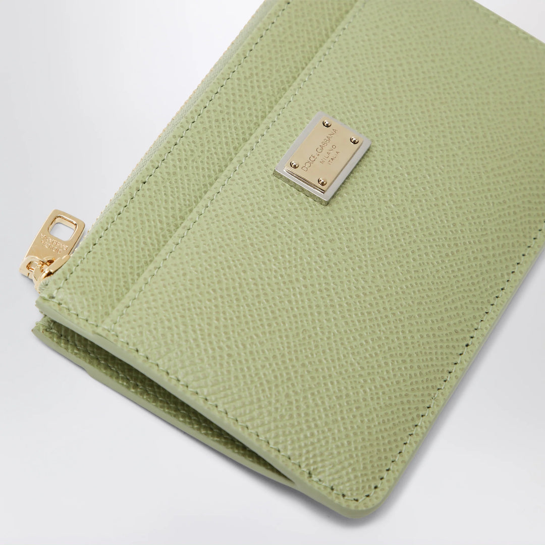 Dolce&amp;Gabbana - Dauphine calfskin zip card holder in sage
