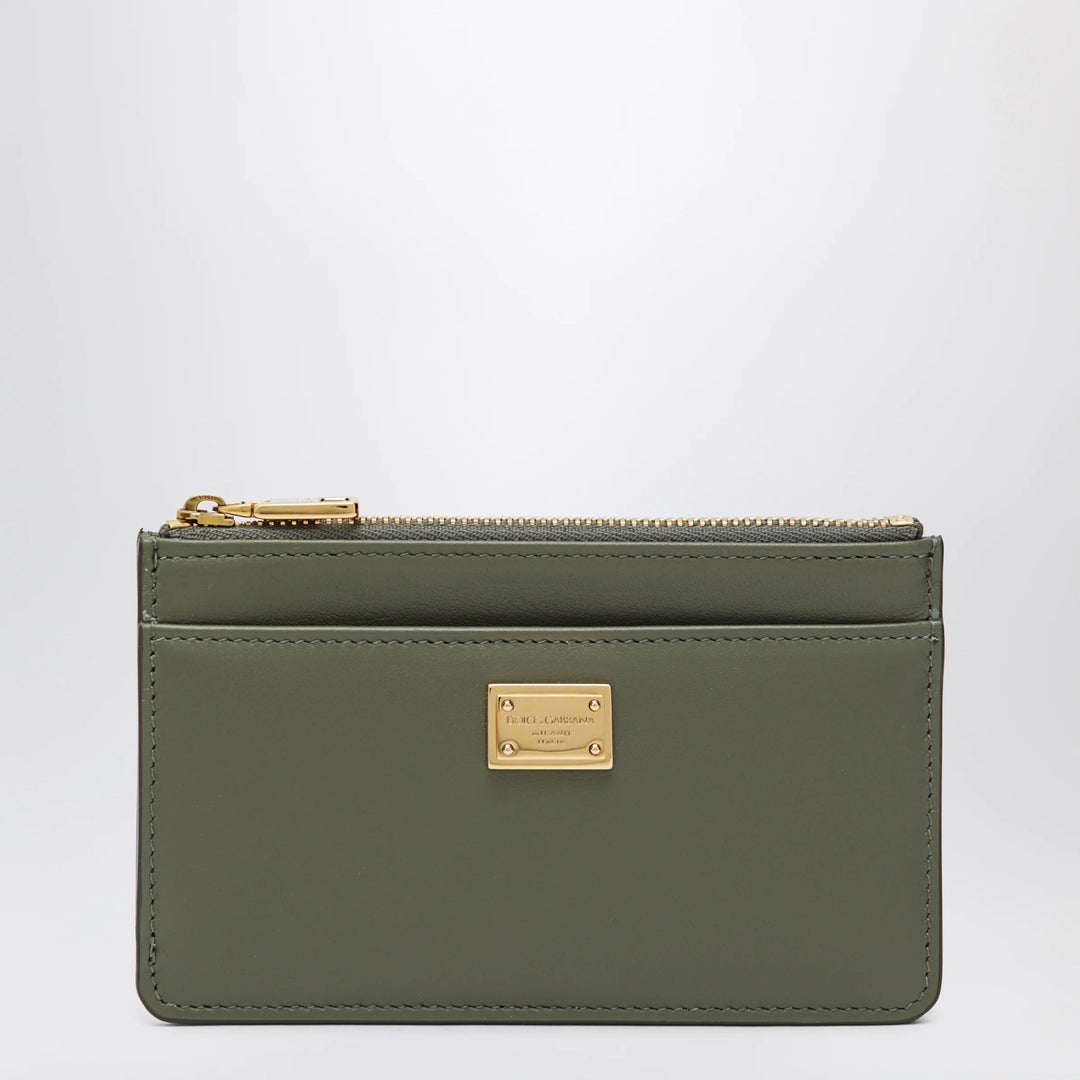 Dolce&amp;Gabbana - Zip card holder in plongé calfskin, military green