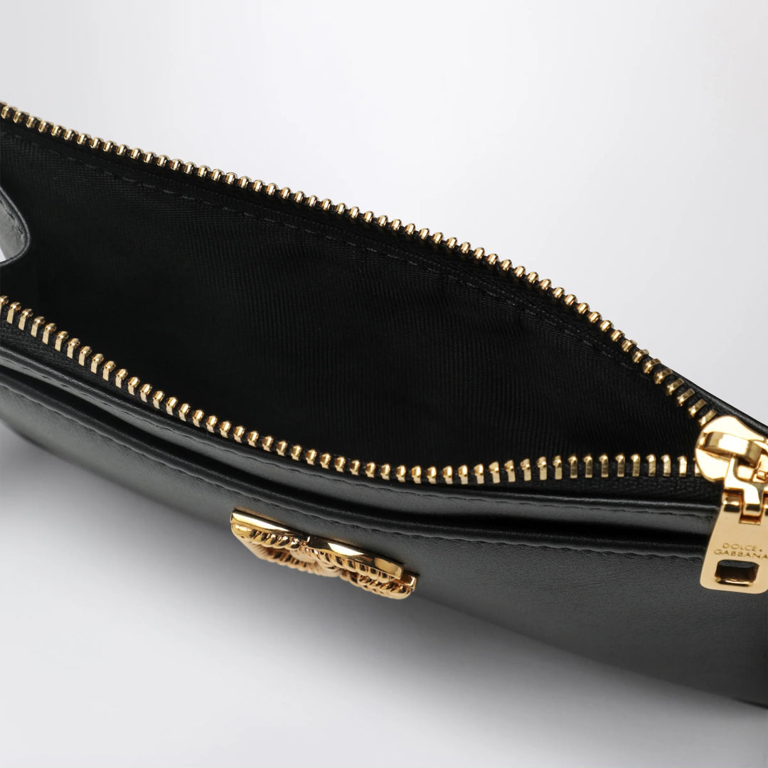 Dolce&amp;Gabbana - Calfskin leather card holder with DG logo in black