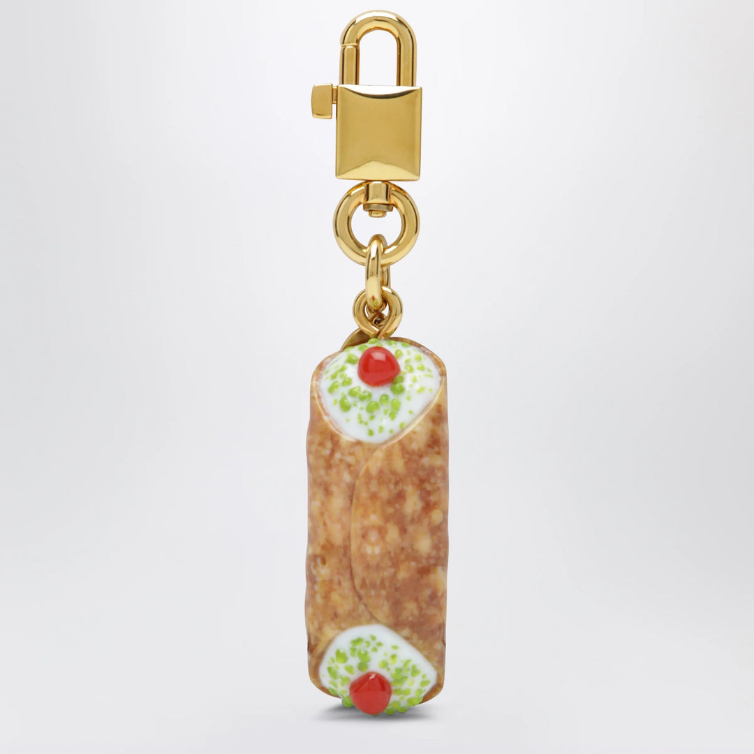 Dolce&amp;Gabbana - Cannolo charm keyring in metal and resin, multicolor