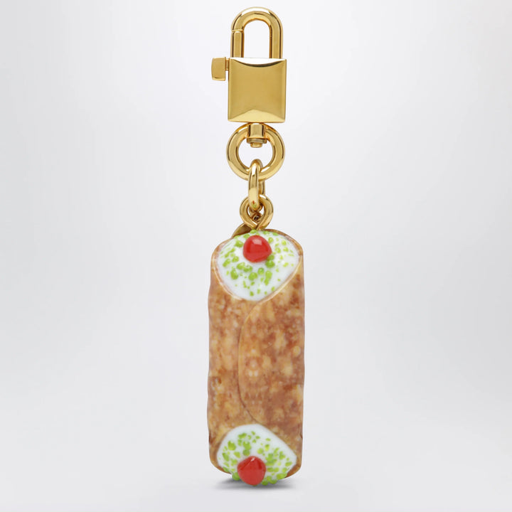 Dolce&amp;Gabbana - Cannolo charm keyring in metal and resin, multicolor