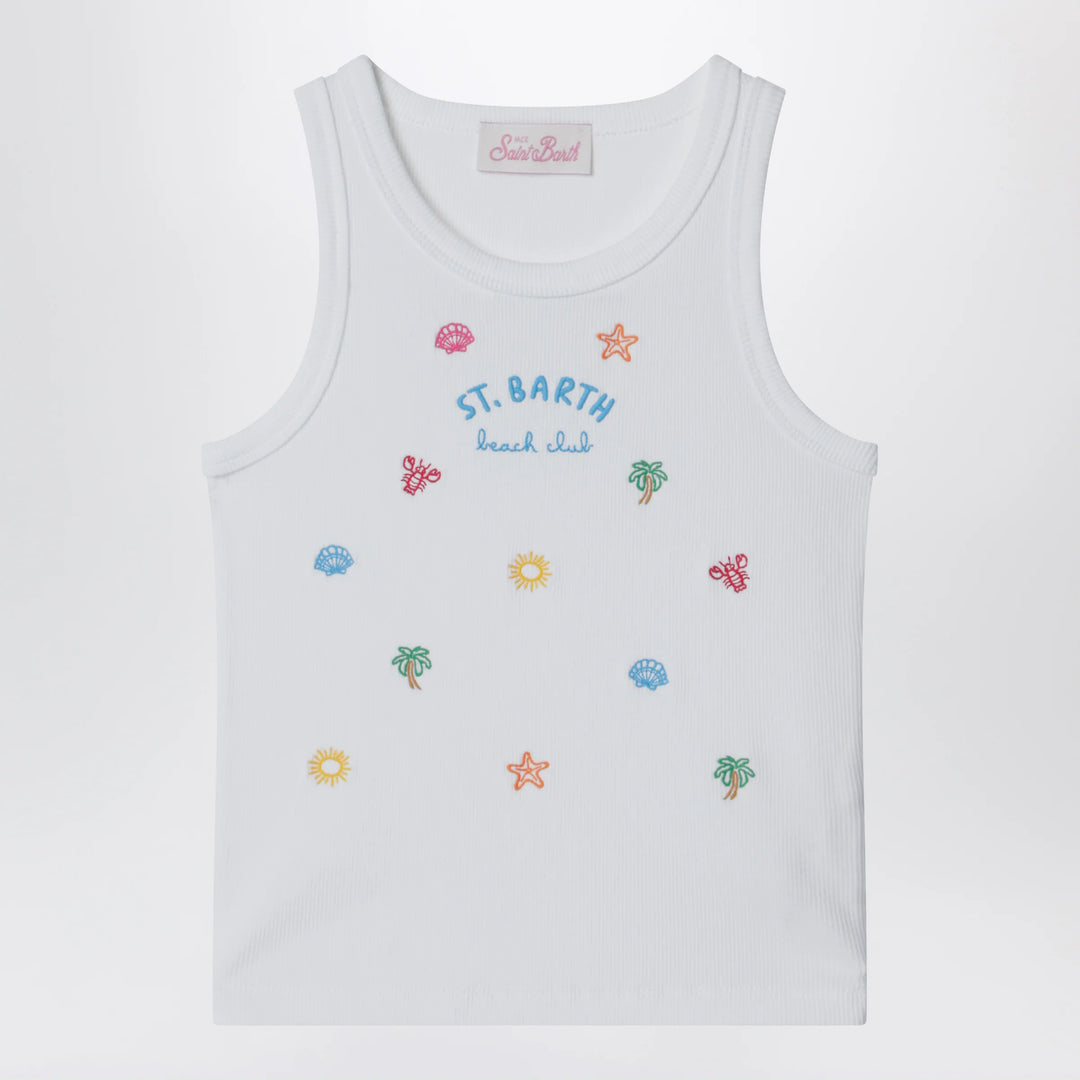 MC2 Saint Barth - White tank top with embroidered logo