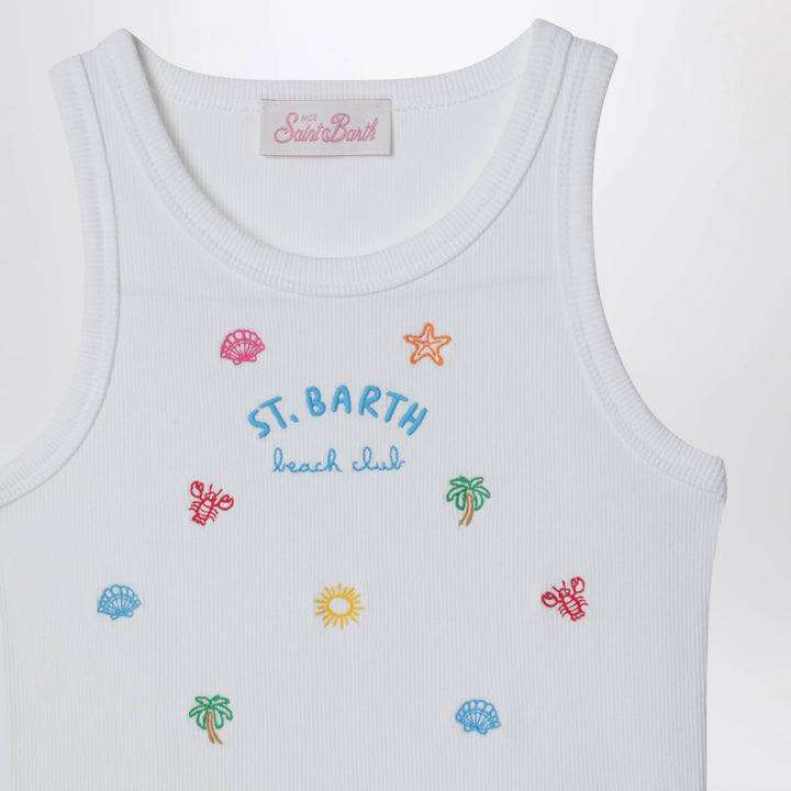 MC2 Saint Barth - White tank top with embroidered logo