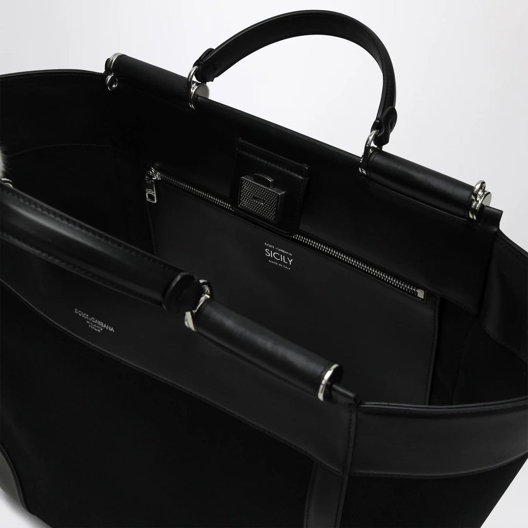 Dolce&amp;Gabbana - Black fabric and leather tote bag