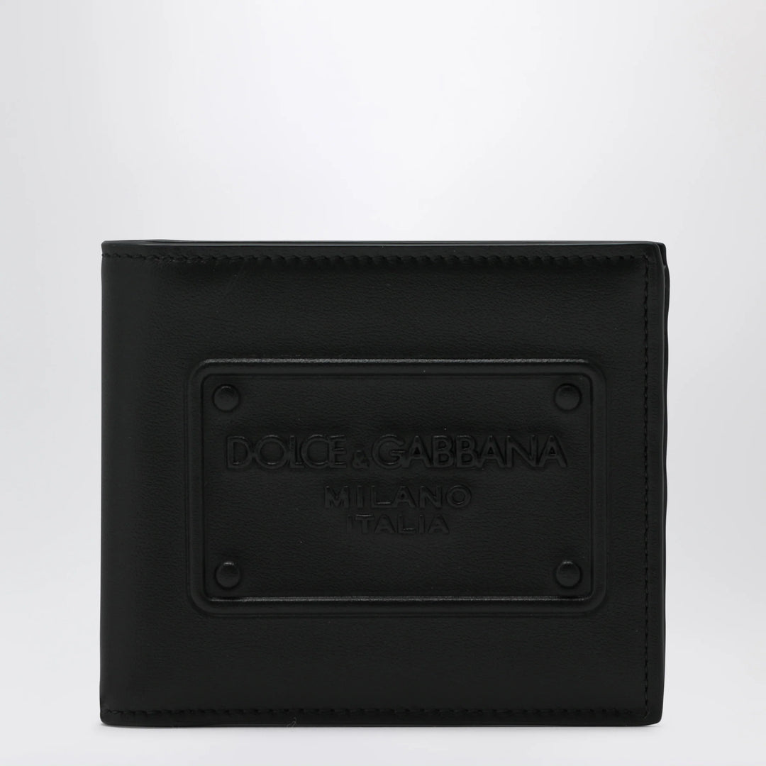 Dolce&amp;Gabbana - Black bi-fold wallet with embossed logo