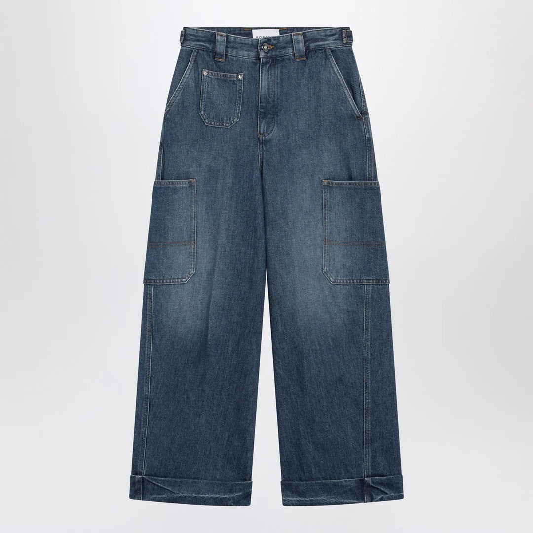 Givenchy - Cropped Cocoon cargo jeans in medium blue