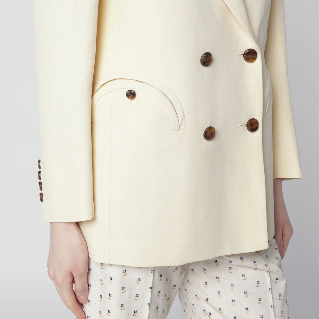 Blazé Milano - Butter-coloured double-breasted jacket in linen and silk