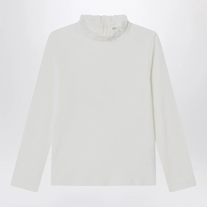 Chloé - White top with high neck and ruffles