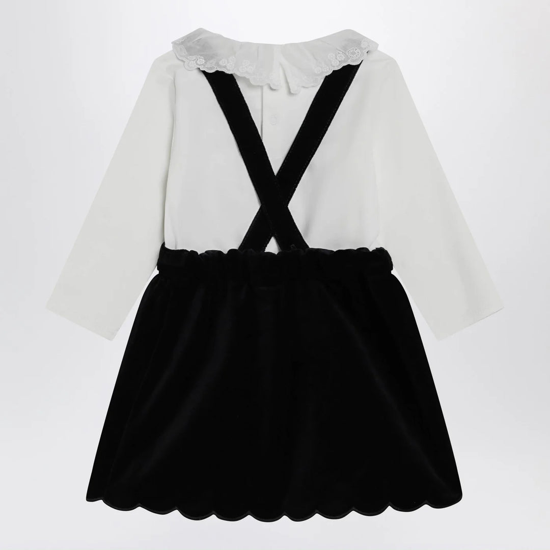 Chloé - White and blue velvet dress