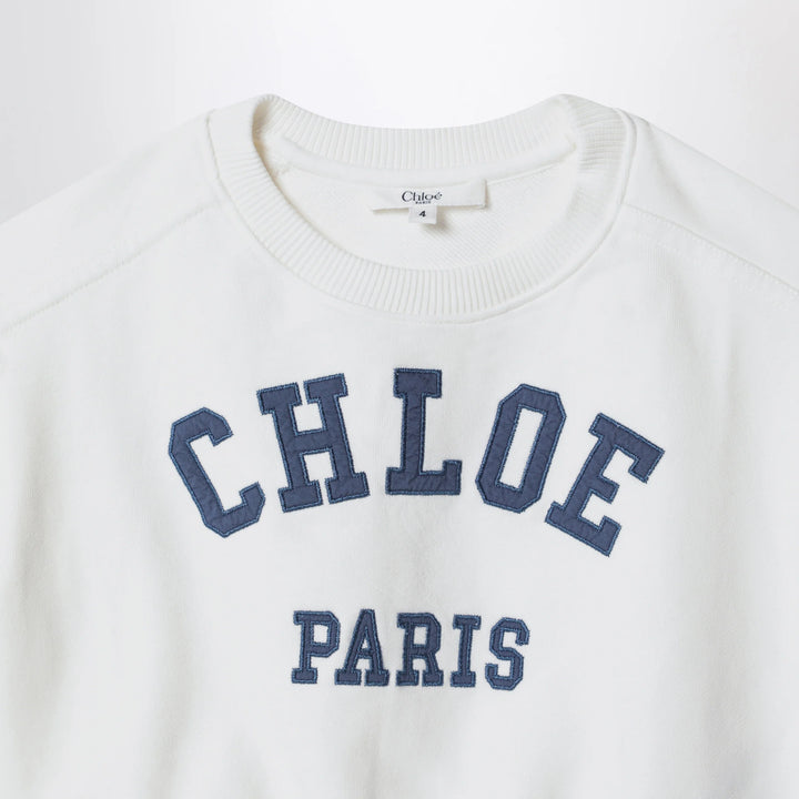 Chloé - White cropped sweatshirt with logo embroidery