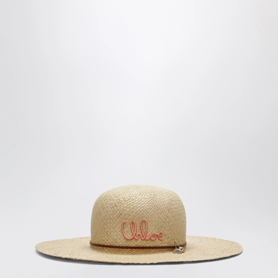 Chloé - Raffia hat with embroidered logo