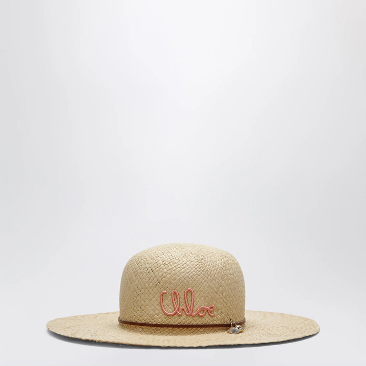 Chloé - Raffia hat with embroidered logo