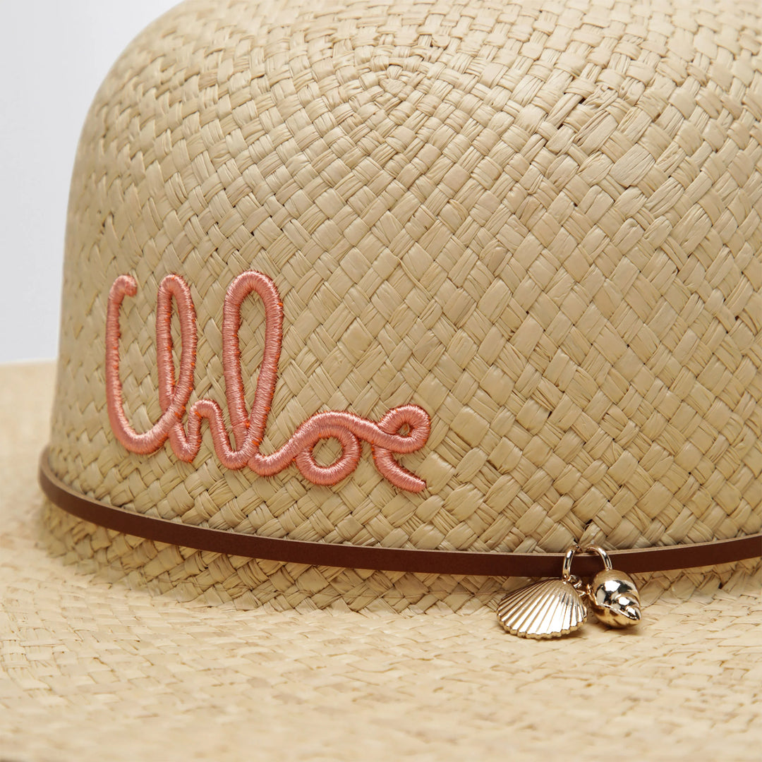 Chloé - Raffia hat with embroidered logo