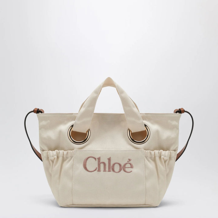 Chloé - Ivory tote bag with logo embroidery