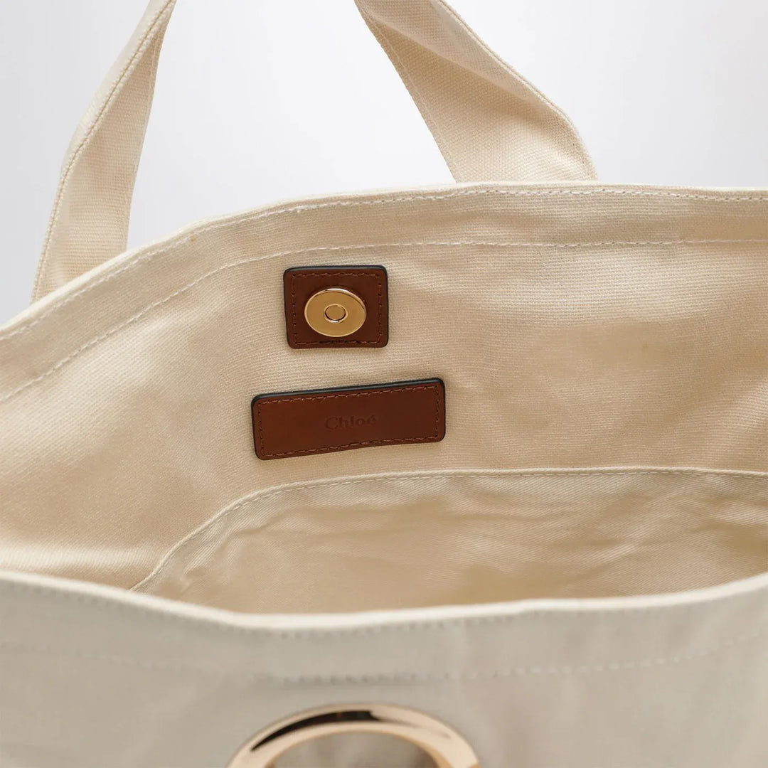Chloé - Ivory tote bag with logo embroidery